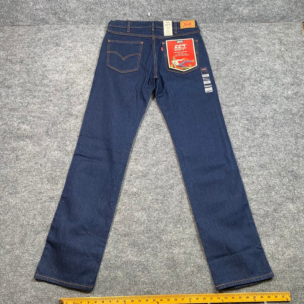 Levis 557 Western Straight Jeans Mens 32x36 Dark Wash Stretch Denim Cowboy Blue